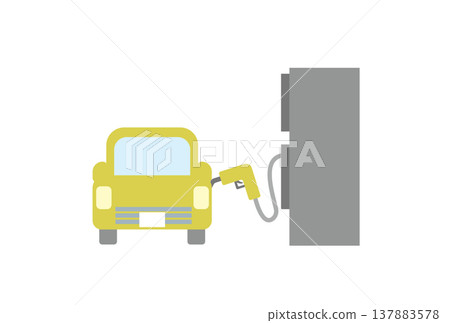 An illustration of someone filling up their car with premium gasoline at a gas station. 137883578