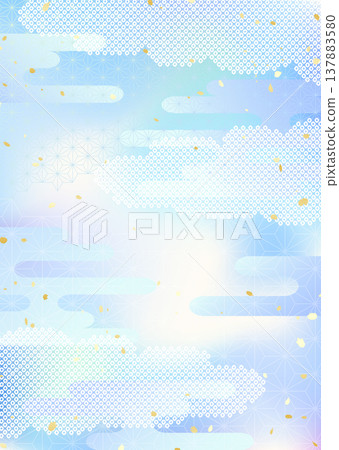 日式背景插圖,結合了類似天空和水的漸變效果以及傳統的日本圖案。 日式背景插圖,結合了類似天空和水的漸變效果以及傳統的日本圖案。 137883580
