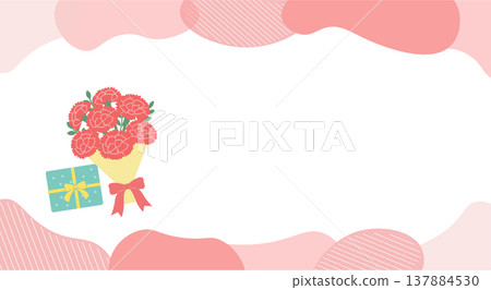 母親節橫幅插圖，康乃馨插圖，母親節素材，簡約可愛插圖 137884530