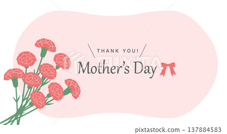 Mother's Day banner illustration, carnation illustration, logo, simple and cute illustration 137884583