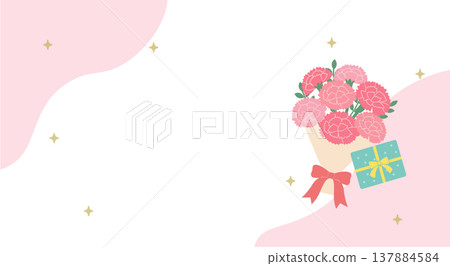 Mother's Day banner illustration, carnation illustration, logo, simple and cute illustration 137884584