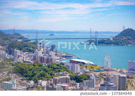 Kanmon Strait as seen from Kaikyo Yume Tower Kanmon Strait as seen from Kaikyo Yume Tower 137884840