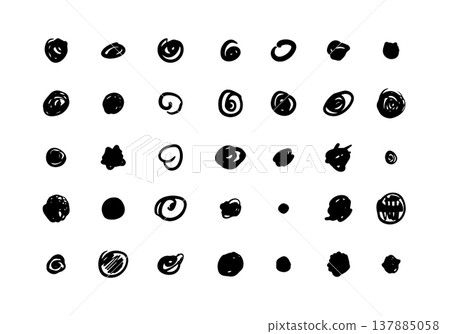 Points spots bullet with bullets dots circle and round point blob. Dot blobs scribble with doodle circles ink and marker brush stroke. Hand drawn vector points with isolated icon bullets. 137885058