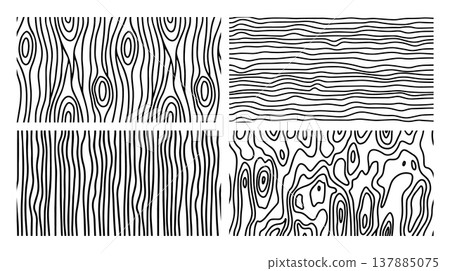 Wood texture timber and seamless pattern lumber with tree rings knots. Bark veneer plywood and plank board organic with wavy lines repeat. Surface wood rustic and vector seamless carpentry. 137885075