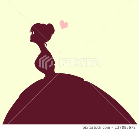 A woman in a dress, a princess, love, silhouette A woman in a dress, a princess, love, silhouette 137885672