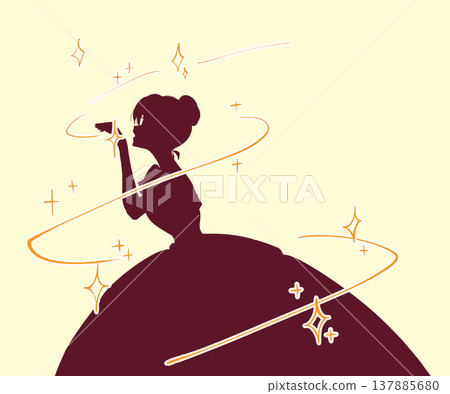 一位身著長裙的女子,一位公主,伸出手,充滿魔力,身影若隱若現。 一位身著長裙的女子,一位公主,伸出手,充滿魔力,身影若隱若現。 137885680