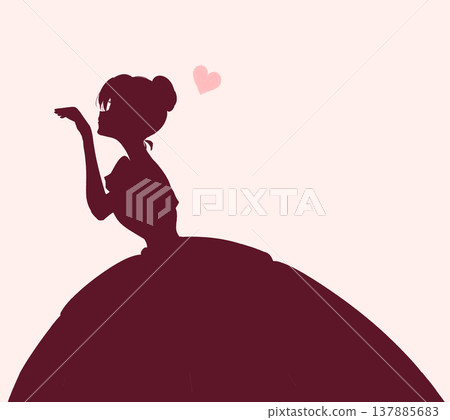 A woman in a dress, a princess, reaching out her hand, love, silhouette A woman in a dress, a princess, reaching out her hand, love, silhouette 137885683