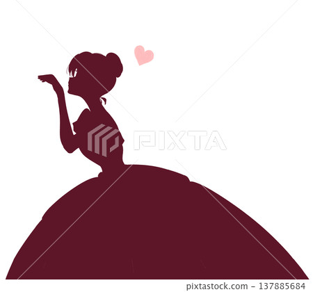 A woman in a dress, a princess, reaching out her hand, love, silhouette A woman in a dress, a princess, reaching out her hand, love, silhouette 137885684