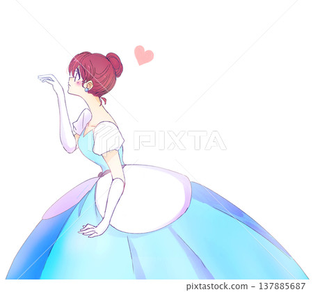 一位身著長裙的女子，一位公主，伸出手，表達愛意。 137885687