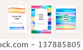 Set of colorful paint brush stroke frames and abstract backgrounds templates with copy space design 137885805