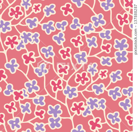 Whimsical Pink Purple Ditsy Floral Pattern Whimsical Pink Purple Ditsy Floral Pattern 137888287