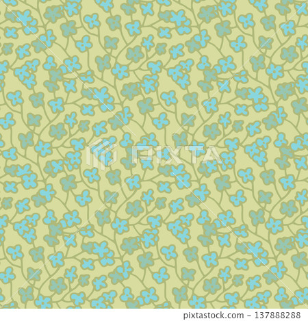 Dainty Blue Wildflower Vine Meadow Print 137888288