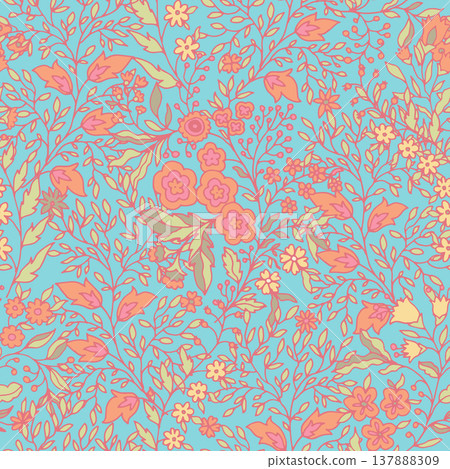Vibrant Boho Floral Damask Sand Pattern Vibrant Boho Floral Damask Sand Pattern 137888309