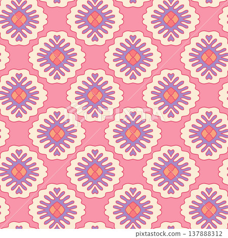 Scalloped Diamond Tile Slate Terracotta Pattern Scalloped Diamond Tile Slate Terracotta Pattern 137888312