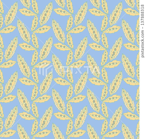 Abstract Blue Leaf Ditsy Vine Pattern Abstract Blue Leaf Ditsy Vine Pattern 137888318