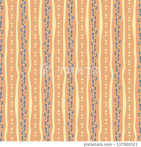Abstract Ditsy Stripe Peach Textile Pattern 137888321