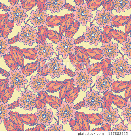 Romantic Pastel Peach Floral Garden Print 137888325