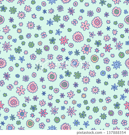 Whimsical Ditsy Wildflower Mint Garden Print Whimsical Ditsy Wildflower Mint Garden Print 137888354