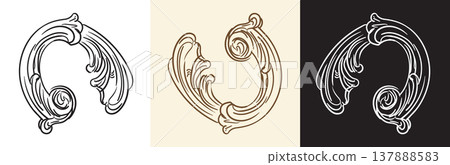 Set of engraving vintage design elements vector back illustration 137888583