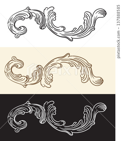 Calligraphy set of ornate swirl design elements vector illustration Calligraphy set of ornate swirl design elements vector illustration 137888585