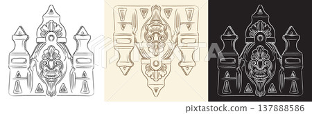Set of decorative hand drawing filigree ornament vector illustrations Set of decorative hand drawing filigree ornament vector illustrations 137888586