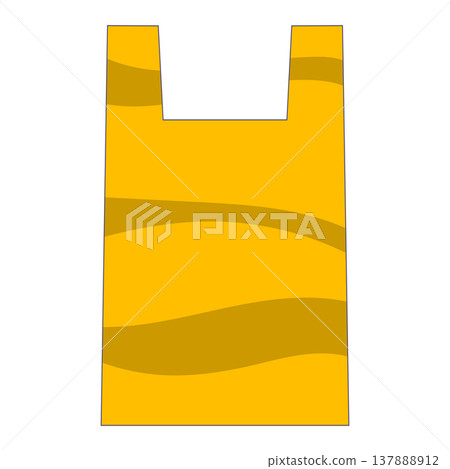 Yellow plastic shopping bag flat icon. Vector illustration isolated on white background. Yellow plastic shopping bag flat icon. Vector illustration isolated on white background. 137888912