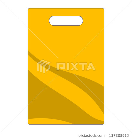 Yellow plastic shopping bag flat icon. Vector illustration isolated on white background. Yellow plastic shopping bag flat icon. Vector illustration isolated on white background. 137888913