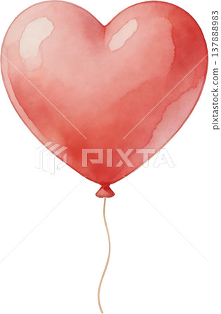 Watercolor-style red heart balloon illustration - a romantic symbol of love 137888983