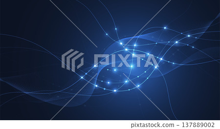Abstract modern big data design background with flowing particles. Digital future technology communication concept. Vector illustration 137889002