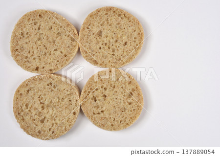 Four Slices of Fresh Quinoa Bread on White Background 137889054