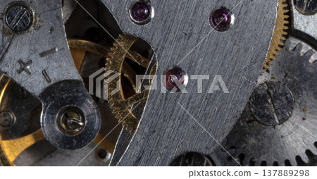 old clockwork, metal gears close up 137889298