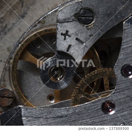 old clockwork, metal gears close up old clockwork, metal gears close up 137889300