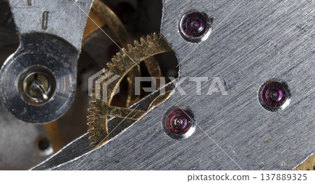old clockwork, metal gears close up old clockwork, metal gears close up 137889325