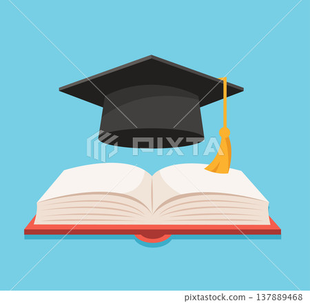 Graduation Cap on Open Book vector illustration Graduation Cap on Open Book vector illustration 137889468