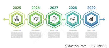 Business roadmap infographic timeline with 5 steps. 137889593