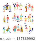 A set of illustrations of people waiting to meet up. 137889992