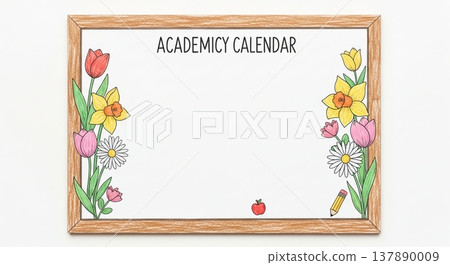 Spring flowers and calendar frame 137890009