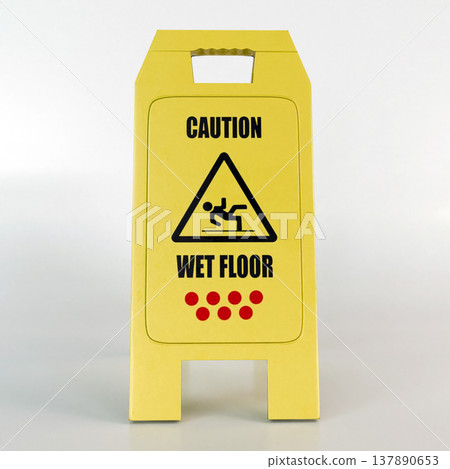 wet floor sign isolated on white background wet floor sign isolated on white background 137890653