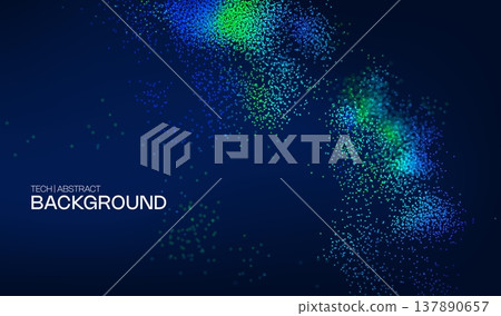 Background data particle with digital ai science and vector concept dot. Network technology 3d with blue light big and pattern abstract cyber. Flow artificial background with bg tech digital. 137890657