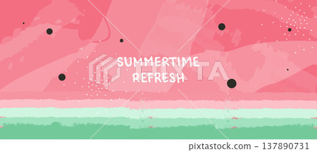 Watermelon Banner Summer Banner. Watermelon Background for Summer Design. 137890731