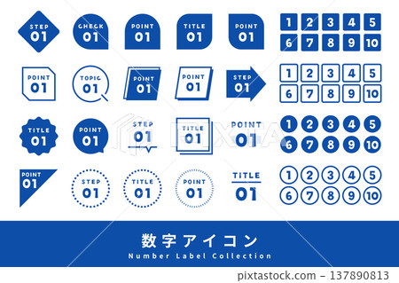 Numbered labels for headings, blue. Numbered labels for headings, blue. 137890813