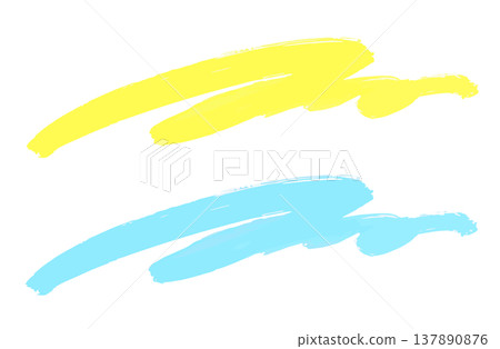 Yellow and light blue highlighters. Highlighters. Underlining and highlighting for decoration. 137890876