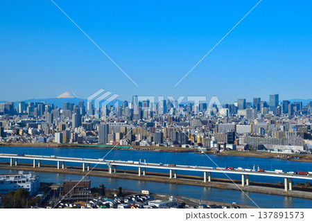 Cityscape of Tokyo: Skyscrapers, Mount Fuji, Tokyo Tower Cityscape of Tokyo: Skyscrapers, Mount Fuji, Tokyo Tower 137891573