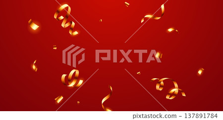 Gold confetti pattern background, perfect for celebrations. Festive decoration vector illustration. 137891784