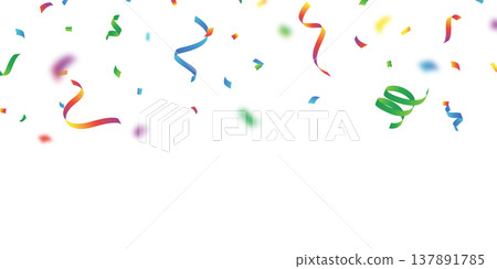 A colorful confetti pattern background with wavy lines, perfect for celebrations. Festive decoration vector illustration. 137891785
