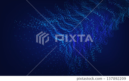 Abstract digital ai technology background with tech dots wave for big data science. 3d conference line with design pattern webinar for research graphic sound. Network presentation background. 137892209
