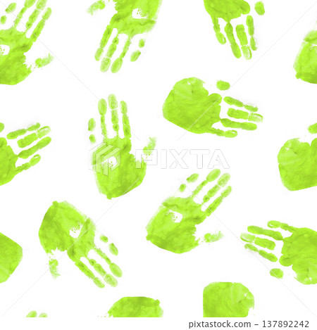 Green Handprints on White Background Green Handprints on White Background 137892242