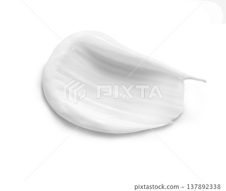 Cosmetic cream swatch texture on a white or transparent background 137892338