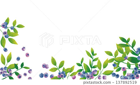 水彩風格新鮮藍莓邊框 2 (16:9) 137892519