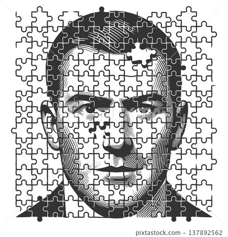 Human Face Puzzle Pattern Identity Concept raster 137892562